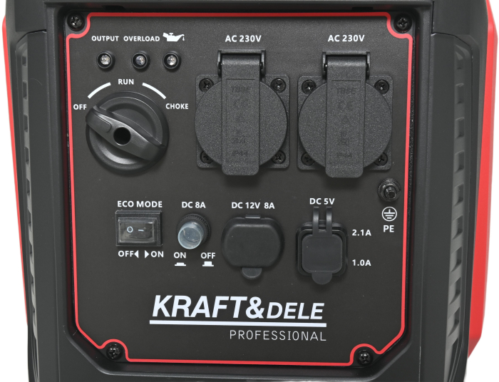 Generator curent 2.5 kW 2500W, 2x230V, 5 V 12V/8A, motor benzina 4 timpi (KD3162) [14]