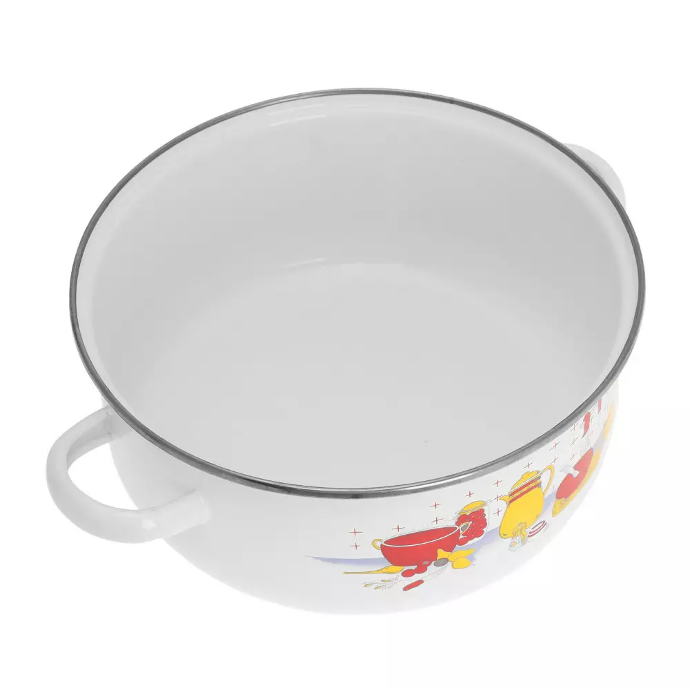 Set de oale emailate cu capace, 5oale si 5 capace, model floral alb (KB-7169) [8]