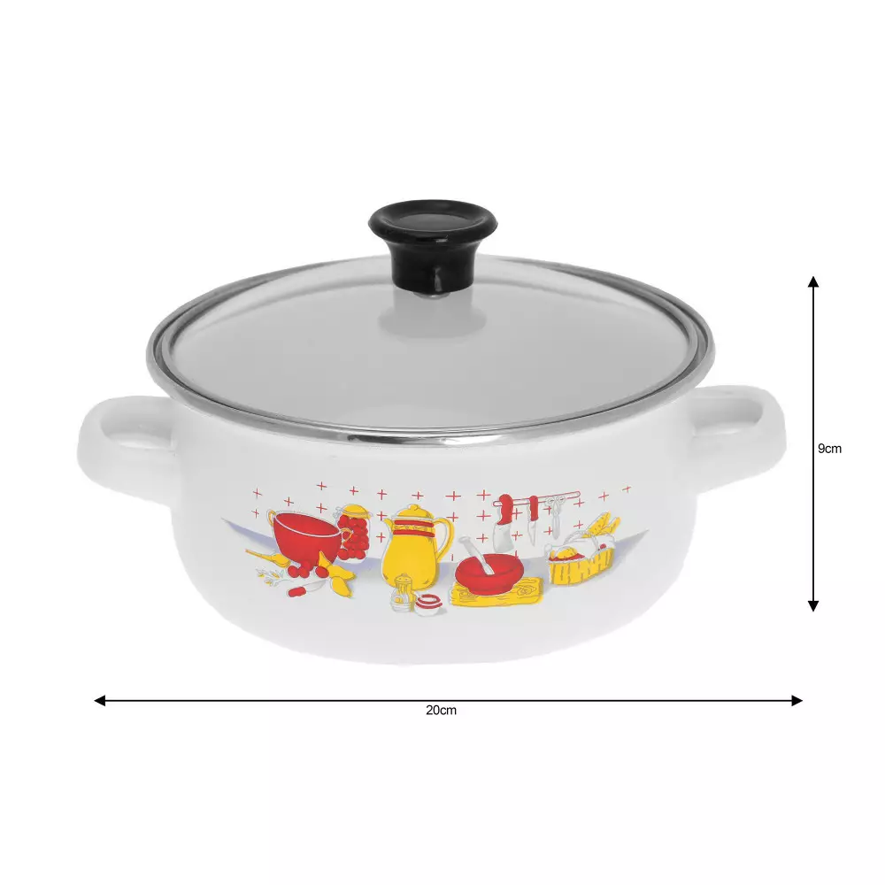 Set de oale emailate cu capace, 5oale si 5 capace, model floral alb (KB-7169) [7]