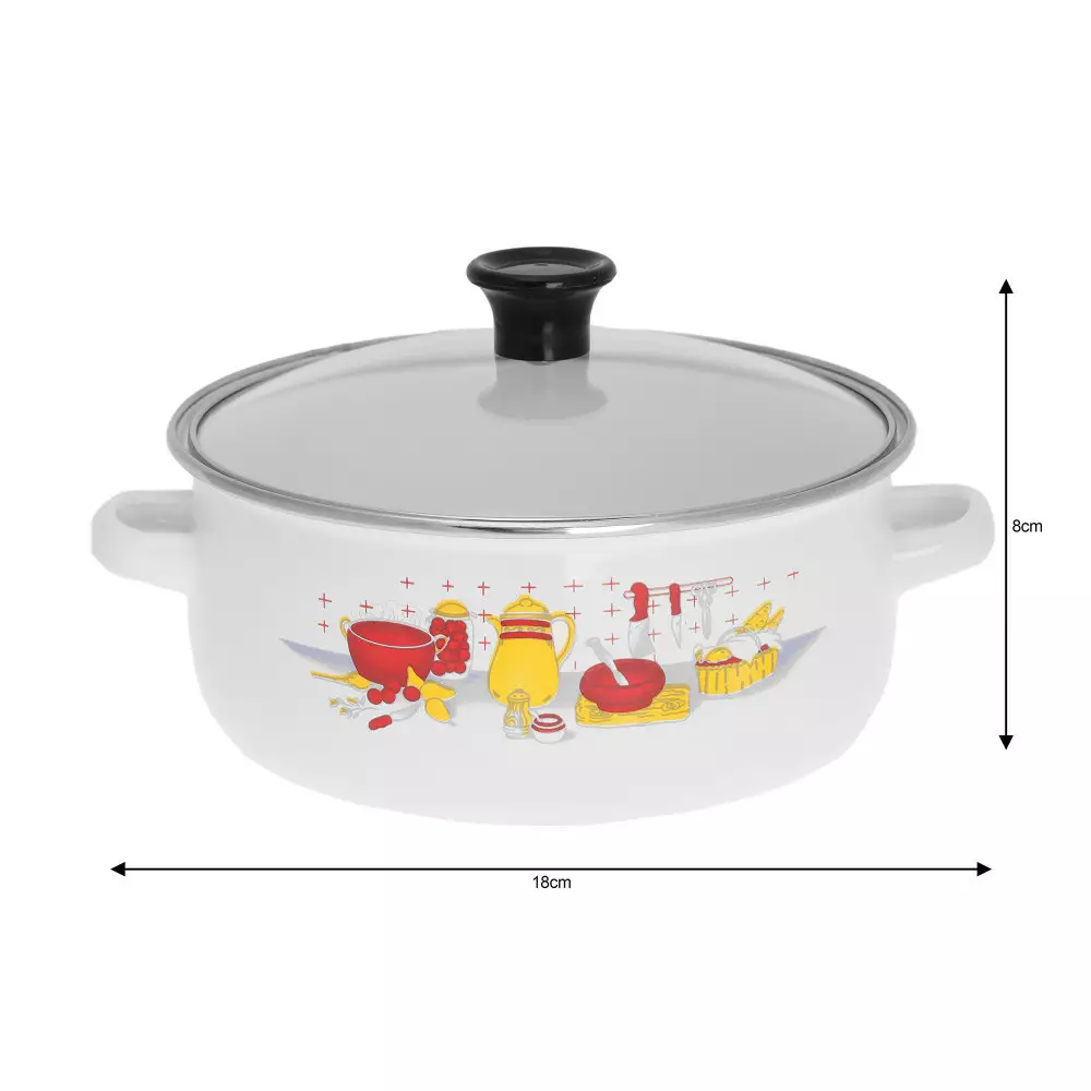 Set de oale emailate cu capace, 5oale si 5 capace, model floral alb (KB-7169) [9]