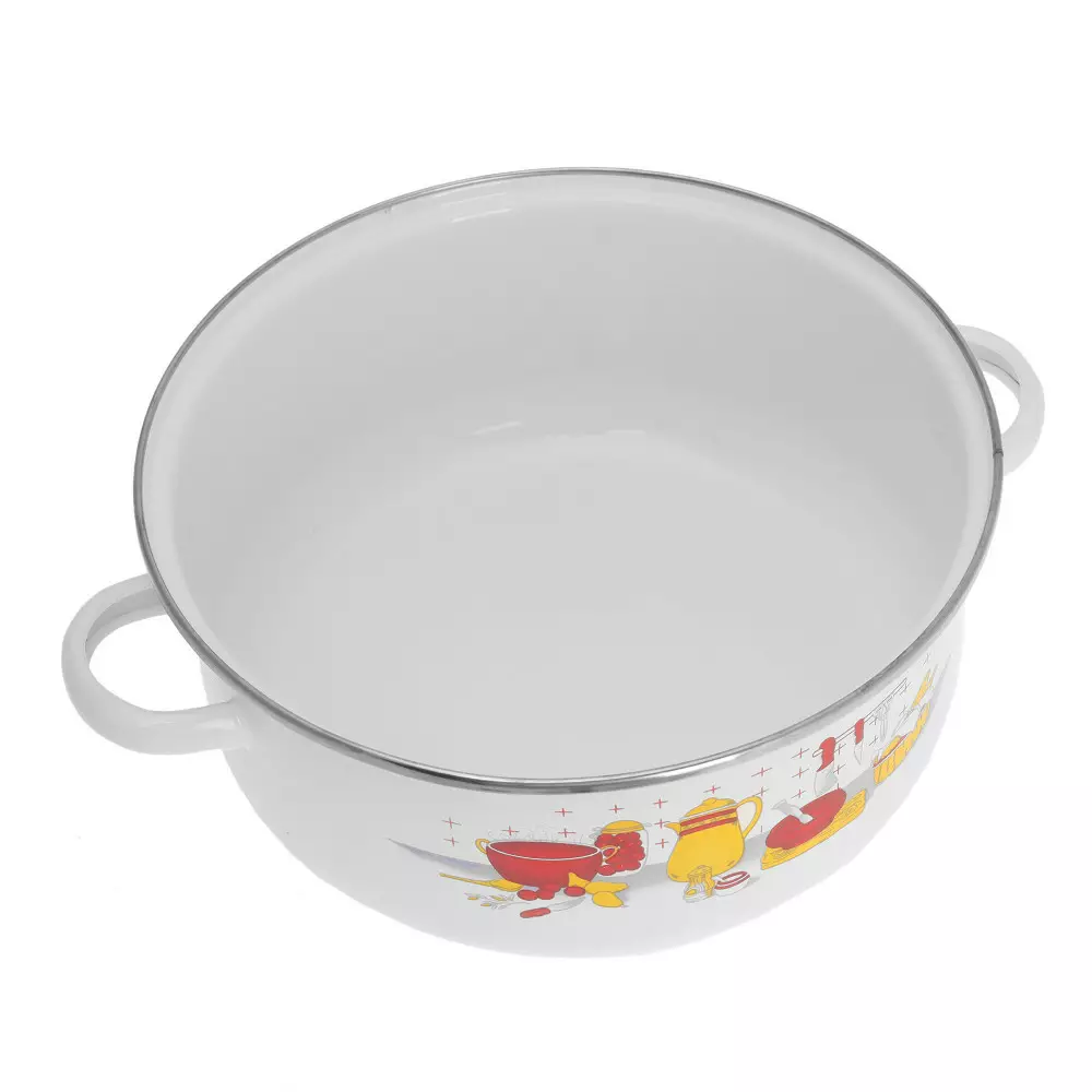 Set de oale emailate cu capace, 5oale si 5 capace, model floral alb (KB-7169) [10]