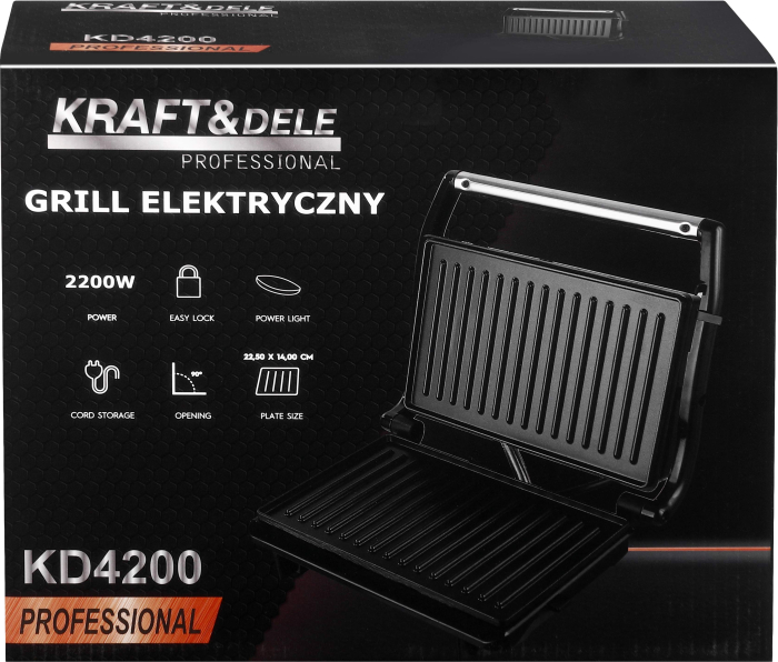 Gratar electric 2200W cu placi antiaderente si carcasa inox pentru sandvisuri si carne (KD4200) [15]