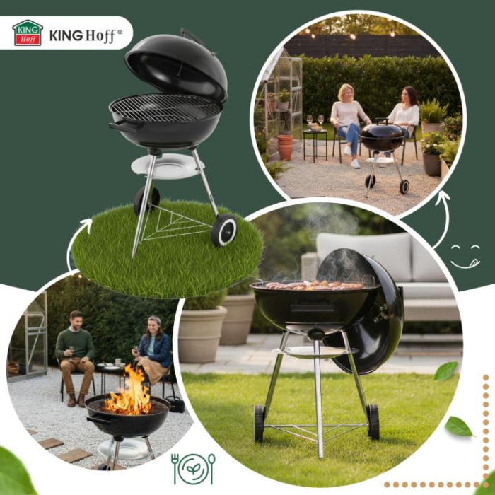 Gratar pe carbuni cu capac si roti, gratar Ø41 cm (KH-2033) [5]