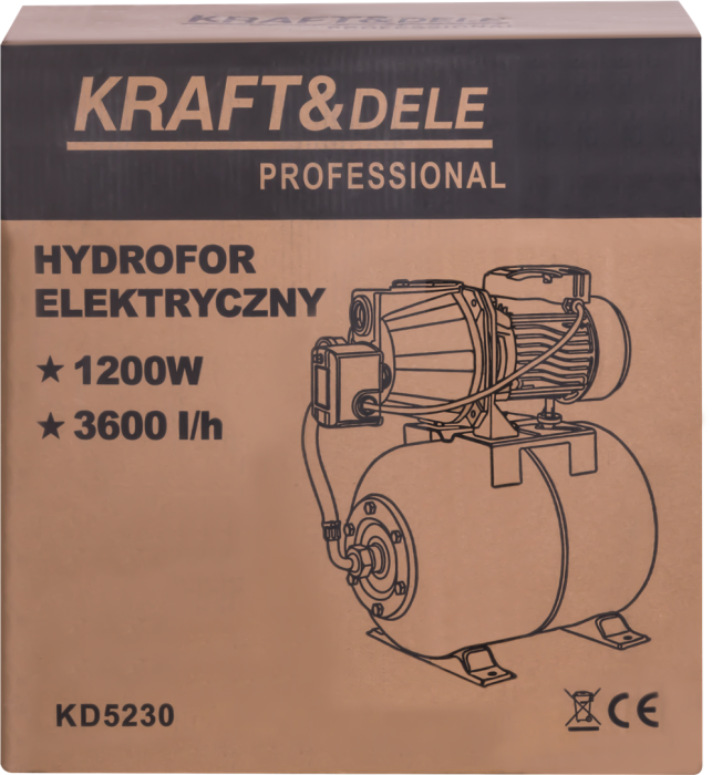 Hidrofor apa 24L 1200W inaltime 50m adancime 8m 3600L/h 60L/min (KD5230) [9]