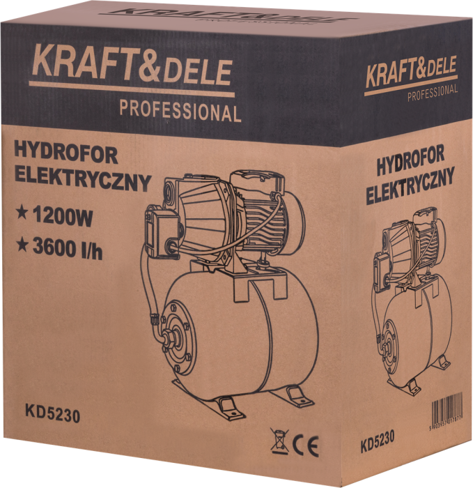 Hidrofor apa 24L 1200W inaltime 50m adancime 8m 3600L/h 60L/min (KD5230) [10]
