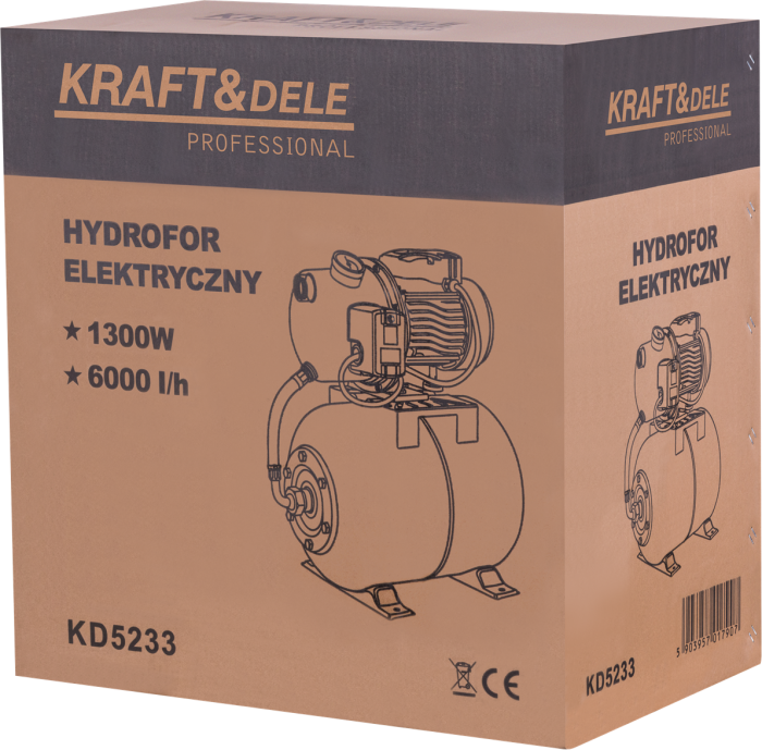 Hidrofor apa 50L 1300W inaltime 55m adancime 8m 6000L/h 100L/min (KD5233) [10]