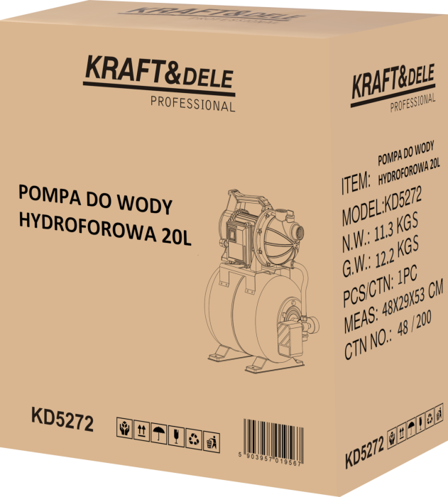 Hidrofor pompa apa cu vas expansiune 20L 1200W debit 3400 l h pentru irigatii gradina (KD5272) [3]