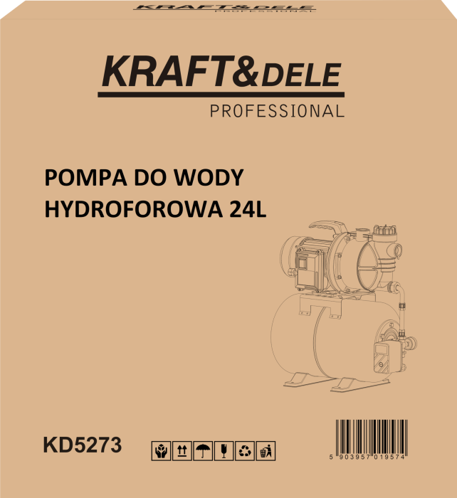 Hidrofor pompa apa cu vas expansiune 24L 1400W debit 4800 l h pentru irigatii gradina (KD5273) [2]