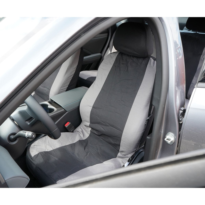Huse auto universale pentru scaune, 8 piese, gri-negru, material textil (DISVF48) [4]