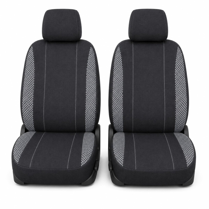 Huse scaune auto universale 8 piese, negru-gri, material textil (DISVF52) [2]