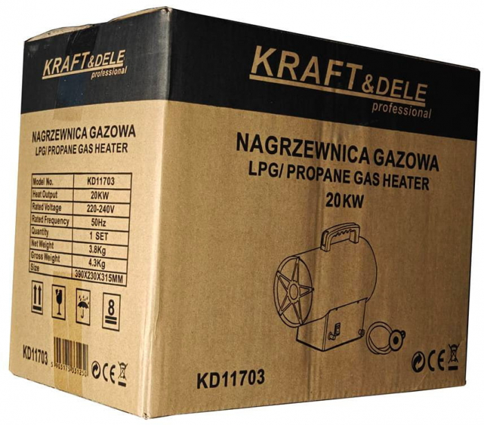 Incalzitor incalzitor industrial pe gaz tun aer cald caldura 20kW (KD11703) [3]