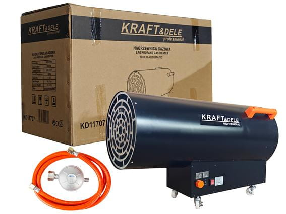 Incalzitor industrial pe gaz tun aer cald caldura 100kW + Termostat + Reductor (KD11707) [1]