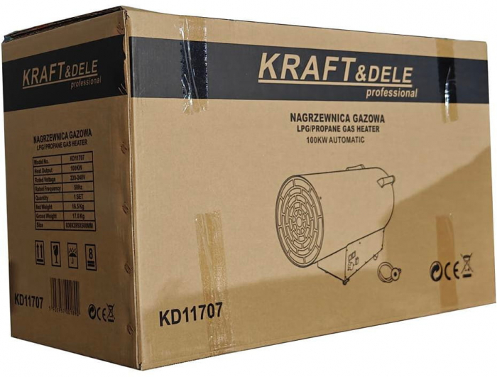 Incalzitor industrial pe gaz tun aer cald caldura 100kW + Termostat + Reductor (KD11707) [3]