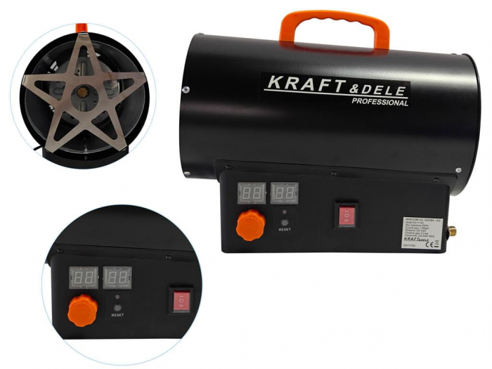 Incalzitor industrial pe gaz tun aer cald caldura 25kW + Termostat + Reductor (KD11700) [6]