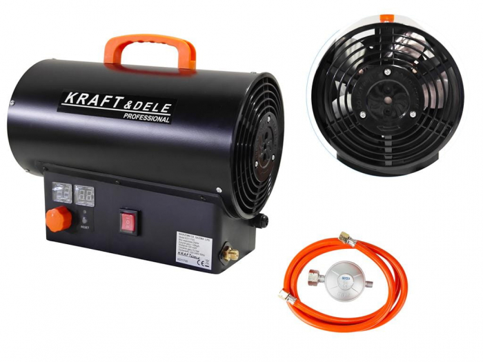 Incalzitor industrial pe gaz tun aer cald caldura 25kW + Termostat + Reductor (KD11700) [1]