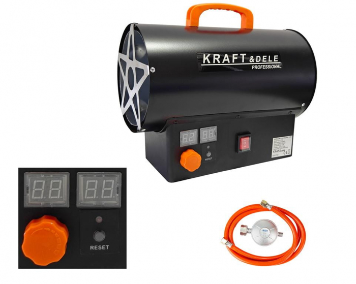 Incalzitor industrial pe gaz tun aer cald caldura 25kW + Termostat + Reductor (KD11700) [4]