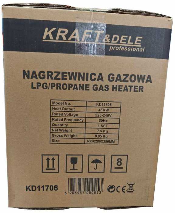 Incalzitor industrial pe gaz tun aer cald caldura 45kW + Termostat + Reductor (KD11706) [4]