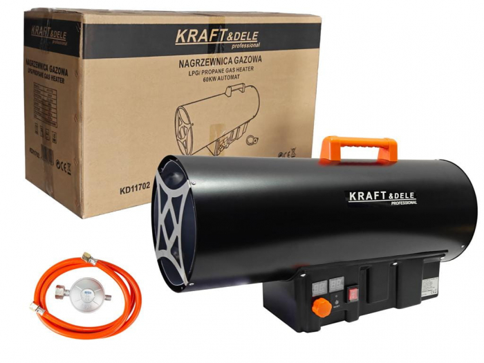 Incalzitor industrial pe gaz tun aer cald caldura 60kW + Termostat + Reductor (KD11702) [11]