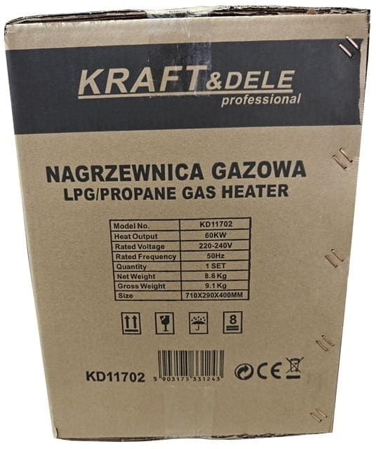 Incalzitor industrial pe gaz tun aer cald caldura 60kW + Termostat + Reductor (KD11702) [9]