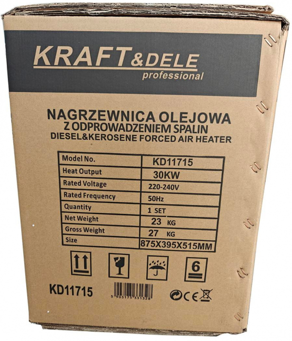 Incalzitor industrial pe ulei motorina tun aer cald caldura 30kW + Termostat (KD11715) [6]