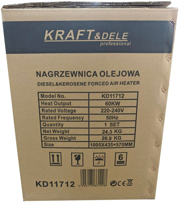 Incalzitor industrial pe ulei motorina tun aer cald caldura 60kW + Termostat (KD11712) [13]