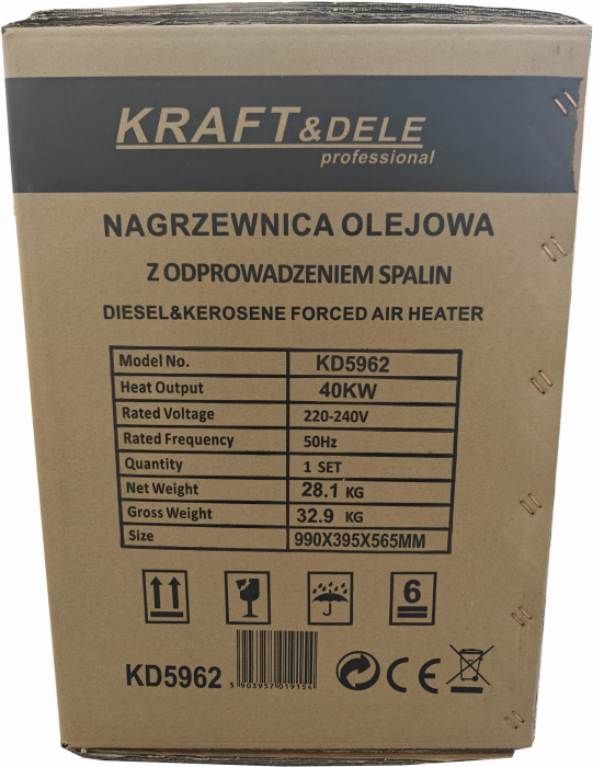 Incalzitor pe ulei 40 kW cu evacuare gaze si termostat pentru hale si spatii mari (KD5962) [12]