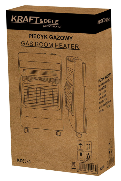 Incalzitor portabil pe gaz GPL 1500–4200W cu aprindere piezo si roti (KD6530) [15]