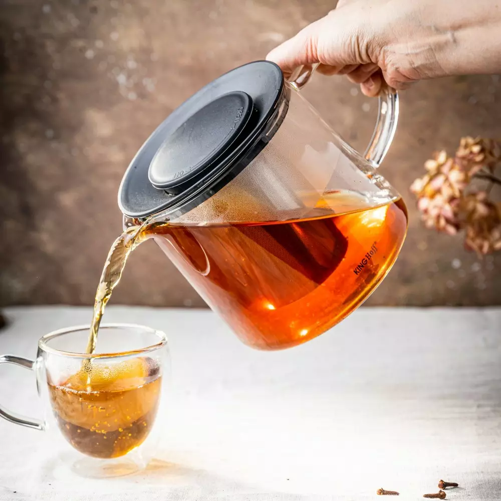 Infuzor ceai recipient sticla si filtru otel inoxidabil capacitate 1l (KH-4844) [3]