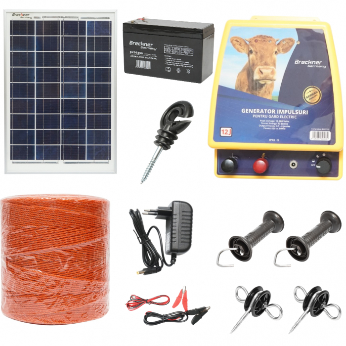 Kit pachet gard electric 12 Joule 12 220V panou 40W baterie 20ah 1000m (BK87122-1000-40W-20ah) [2]