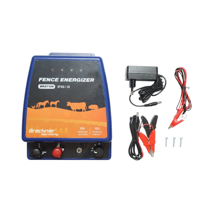 Kit pachet gard electric 12 Joule 12 220V 1000m cu kit fotovoltaic panou solar 30W baterie 12V 12Ah cutie protectie cu suport panou (BK87126-1000-30W-12Ah-Cutie) [15]