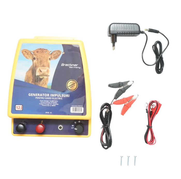 Kit pachet gard electric 12 Joule 12 220V 1000m cu kit fotovoltaic panou solar 30W baterie 12V 12Ah cutie protectie cu suport panou (BK87126-1000-30W-12Ah-Cutie) [19]