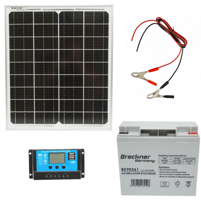 Kit panou solar 20W + baterie 18ah gard electric 12V 220V (20W+18ah) [1]