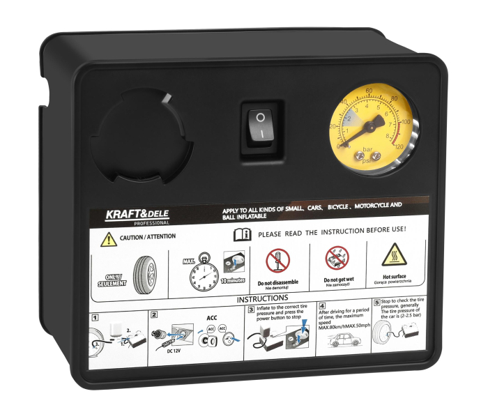 Kit reparare anvelope cu compresor 12V si lichid etansant 450 ml (KD12703) [6]