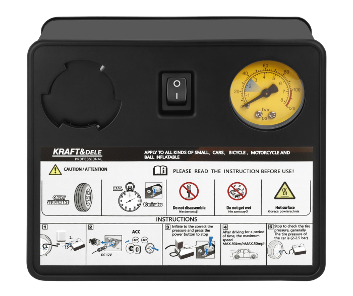 Kit reparare anvelope cu compresor 12V si lichid etansant 450 ml (KD12703) [3]
