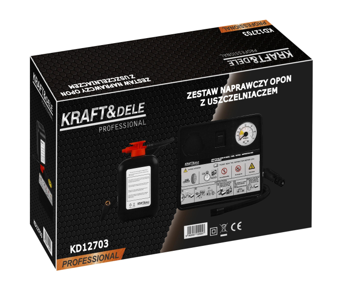 Kit reparare anvelope cu compresor 12V si lichid etansant 450 ml (KD12703) [14]