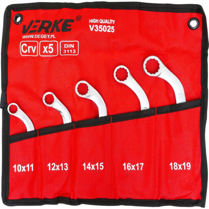 Set 5 chei inelare tip C 10-19mm 5bucati piese Chrome-Vanadium Cr-V (V35025) [5]