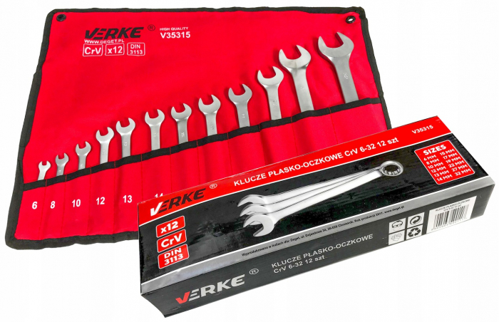 Set 12 chei fixe combinate 6-32mm 12bucati piese Chrome-Vanadium Cr-V (V35315) [6]