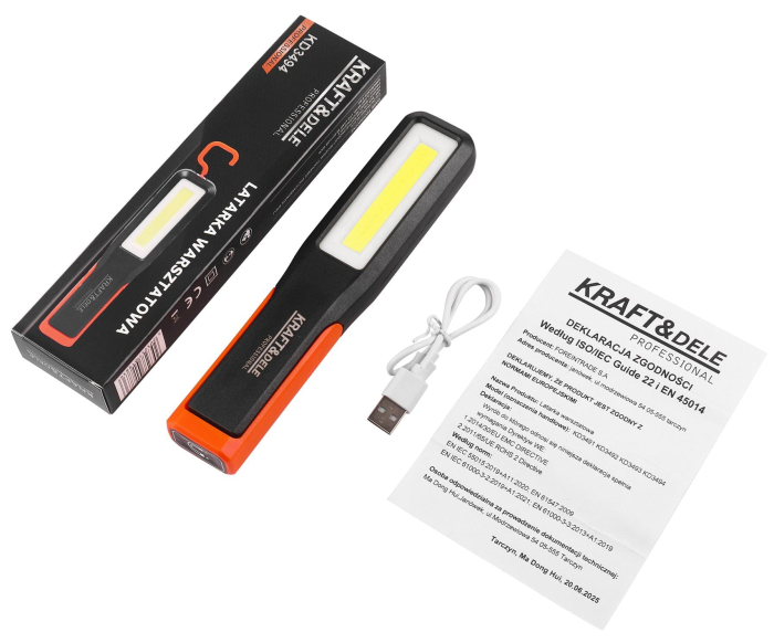 Lampa atelier LED acumulator 18650 USB-C 3 moduri iluminare magnet si carlig reglabil (KD3494) [2]