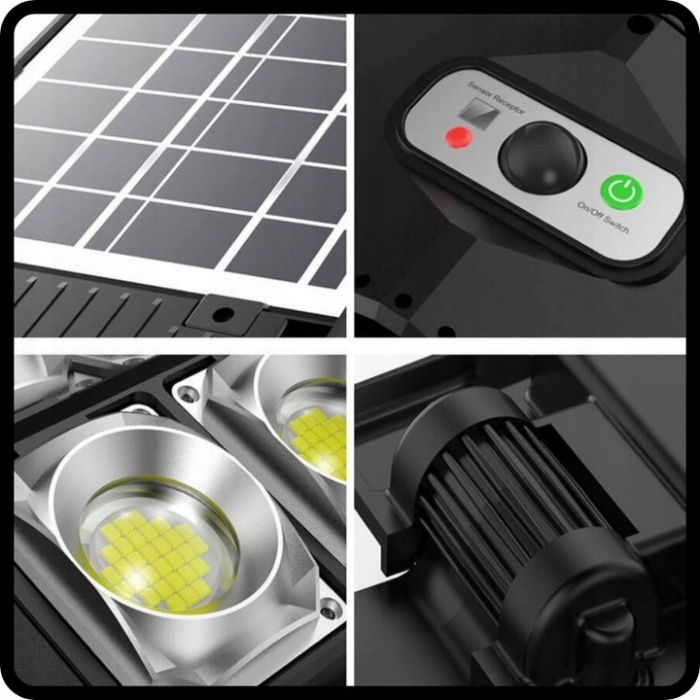 Lampa LED solara dubla exterior 800W senzor telecomanda baterie + suport (B5800) [16]