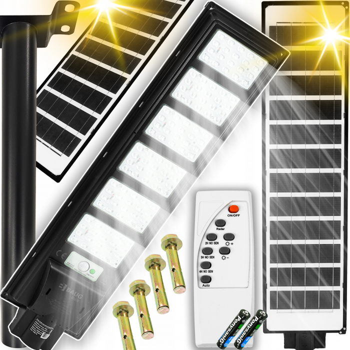 Lampa LED solara exterior 2200W cu senzor telecomanda baterie 12Ah + suport (B5806) [1]