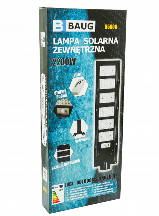 Lampa LED solara exterior 2200W cu senzor telecomanda baterie 12Ah + suport (B5806) [9]