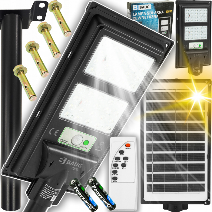 Lampa LED solara exterior 600W cu senzor telecomanda baterie 5Ah + suport (B5802) [1]
