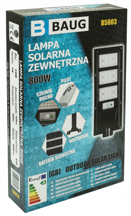 Lampa LED solara exterior 800W cu senzor telecomanda baterie 6Ah + suport (B5803) [15]