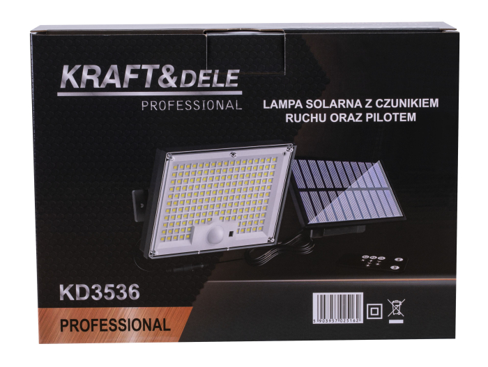 Lampa solara LED 750 lm cu senzor de miscare PIR si telecomanda (KD3536) [15]