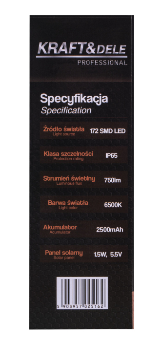 Lampa solara LED 750 lm cu senzor de miscare PIR si telecomanda (KD3536) [13]
