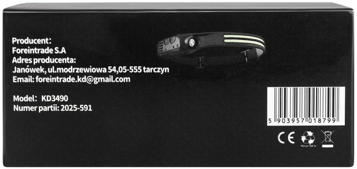 Lanterna frontala LED frontal si lateral incarcare USB, baterie 1200 mAH (KD3490) [14]