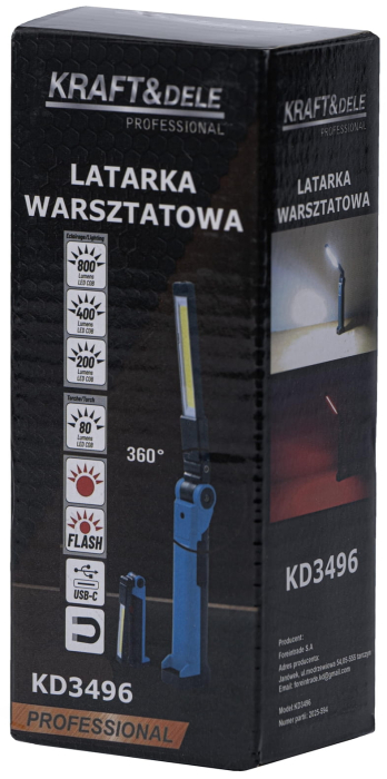 Lanterna lampa inspectie LED 1000LM baterie 2.5Ah de mana talpa magnetica (KD3496) [12]