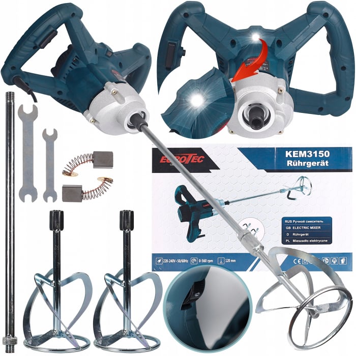 Malaxor, mixer 3150W cu LED, masina amestecat, amestecator mortar, vopsea (KEM3150) [1]