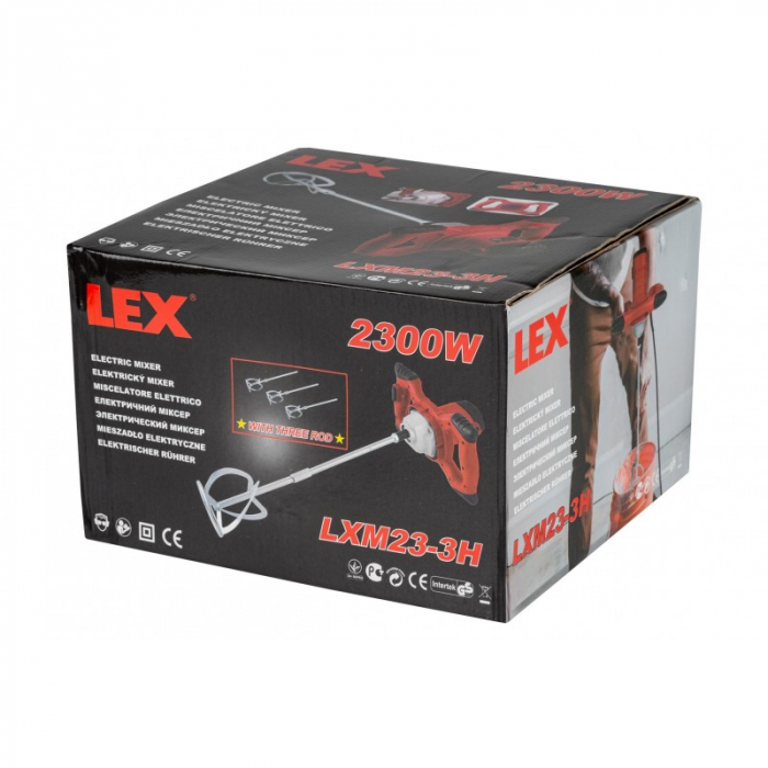 Malaxor mixer cu 3 palete 2300W, masina amestecat, amestecator mortar, vopsea (LXM23-3H) [5]