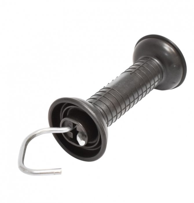 Maner poarta negru cu carlig si arc tensionare gard electric DISBY81 (BK87667) [2]